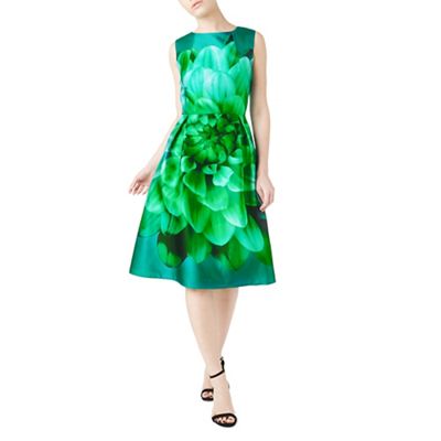 Dark green peggy placement flared dress